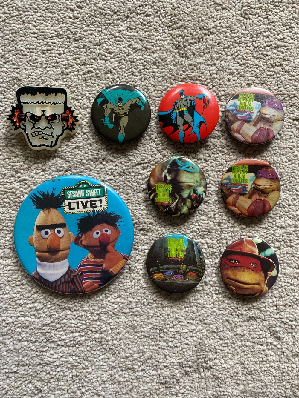 Vintage Sesame Street, TMNT, Batman Pins